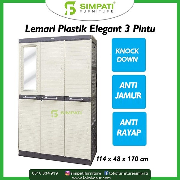 Lemari Plastik Akako Elegant 3 Pintu